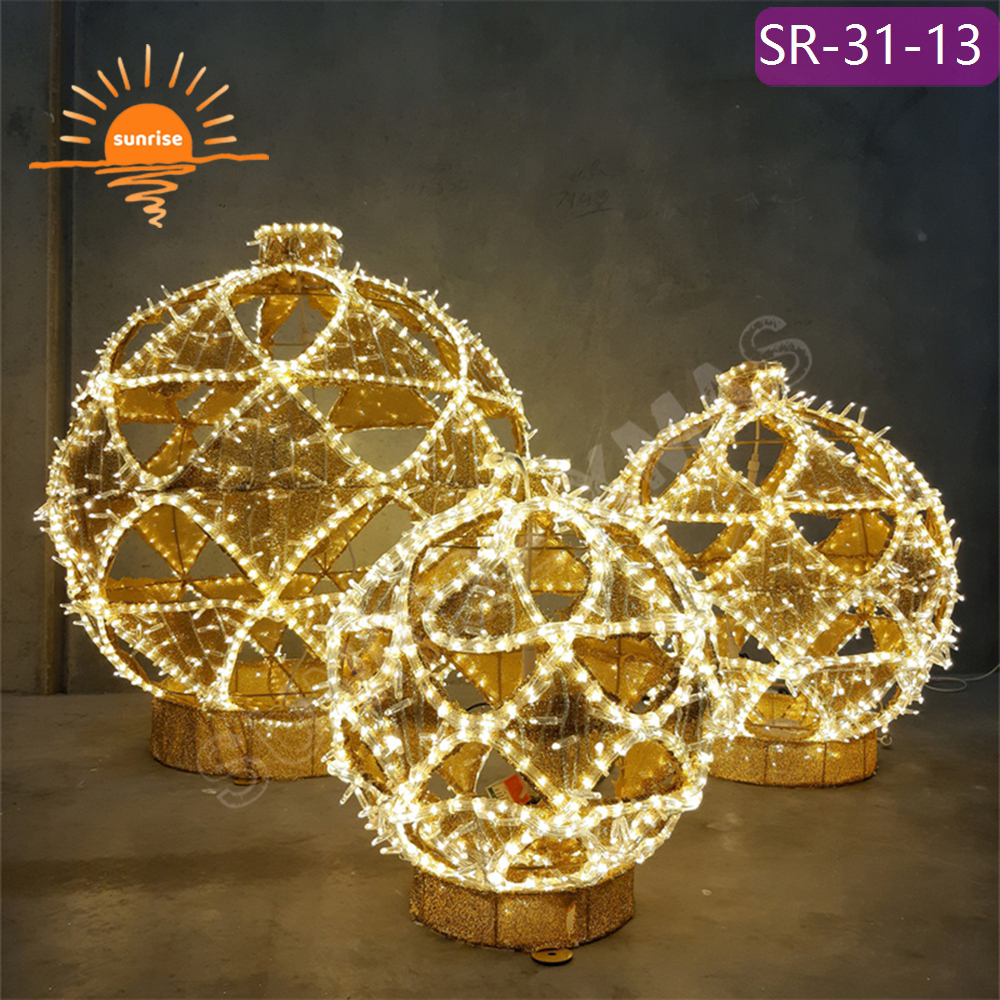 New outdoor Xmas bauble/ornament 3D emitting diode theme light show in stock Christmas ball shape waterproof motif decoration