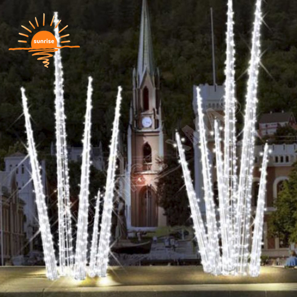 Large RGB LED Ice Spikes Winter Light New Design 20ft Outdoor Commercial Christmas 3d Giant Lighted Smart Rgb Motif Pine Trees