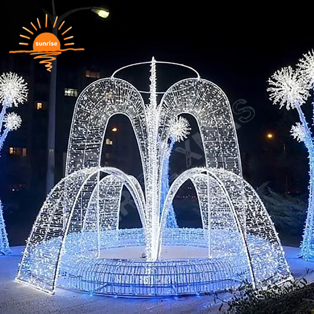 RGB IP65 Waterproof Christmas Large Fountain Landscape Decoration Xmas Large LED Motif Theme Park Light Show for Downtown Mall