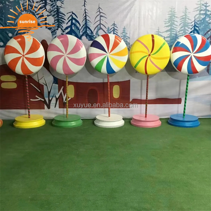 Outdoor Decoration Fiberglass Balloon Candy and Lollipop Sculpture