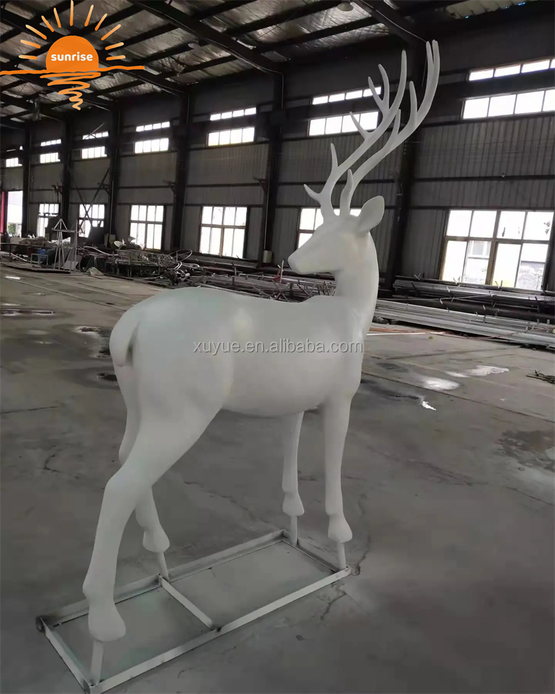 Christmas Reindeer Festival Home Decor Life Size Anime Deer Statue Outdoor Yard Display Resin Fiberglass Animal Sculpture