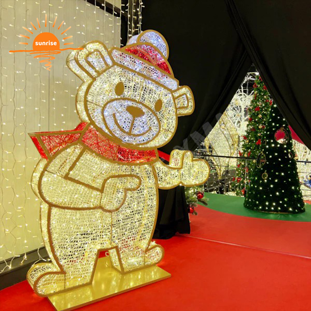 IP65 LED Xmas Teddy Bear for Shopping Center Decoration Christmas Lights Outdoor Waterproof Large LED Sitting Polar Bear Light