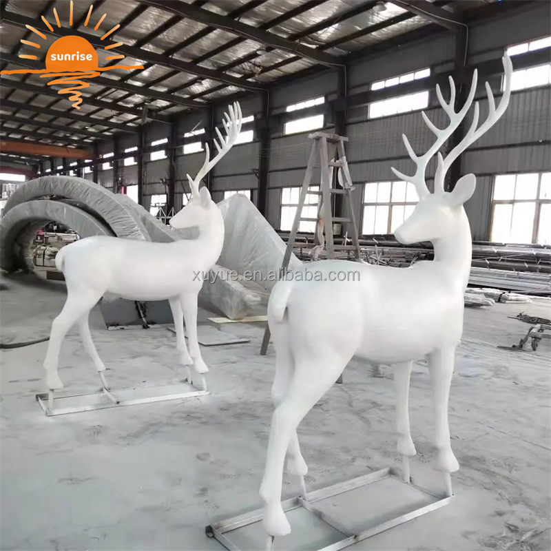 Christmas Reindeer Festival Home Decor Life Size Anime Deer Statue Outdoor Yard Display Resin Fiberglass Animal Sculpture