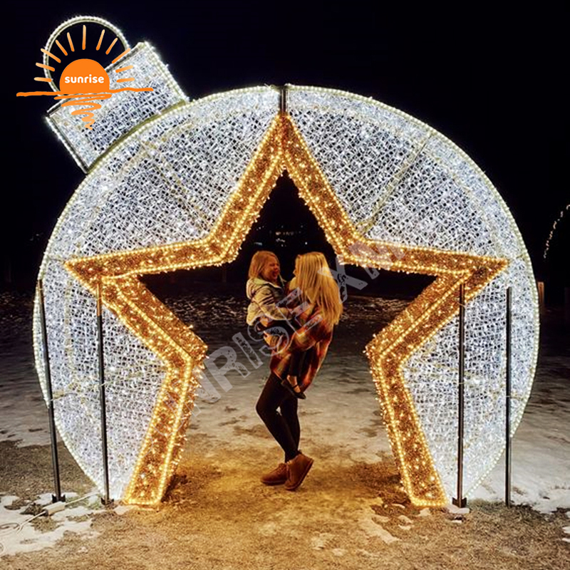 arch pattern LED light show waterproof IP65 park large Christmas bauble/ornament light 3d giant outdoor tree decorative motif