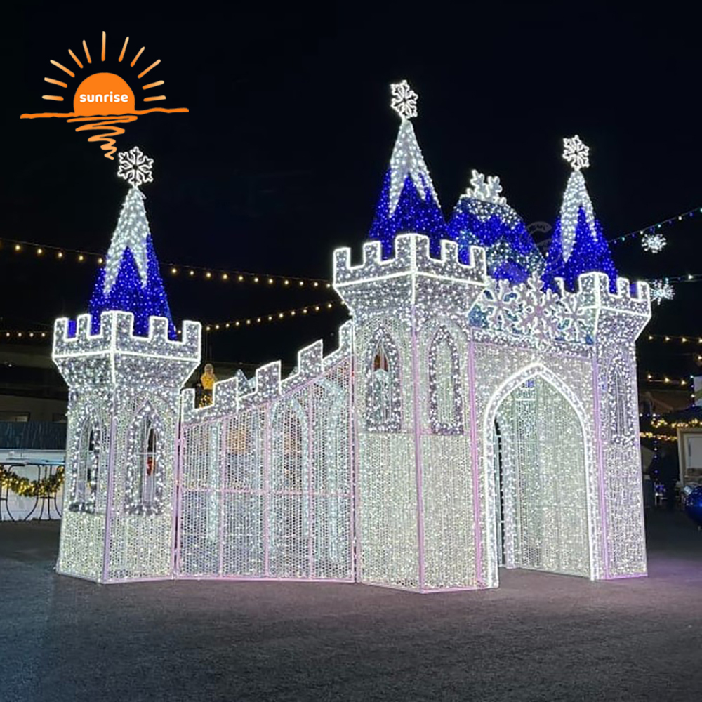 RGB Winter Large Wonderland Walk Through Castle Led Motif Light Show Christmas Outdoor Light for Fairy Tale Style Decoration