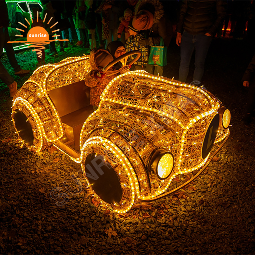 Holiday Christmas Helicopter Giant Motif Decoration Supplies LED Waterproof Sports Car Theme Light Show for Street Garden Park