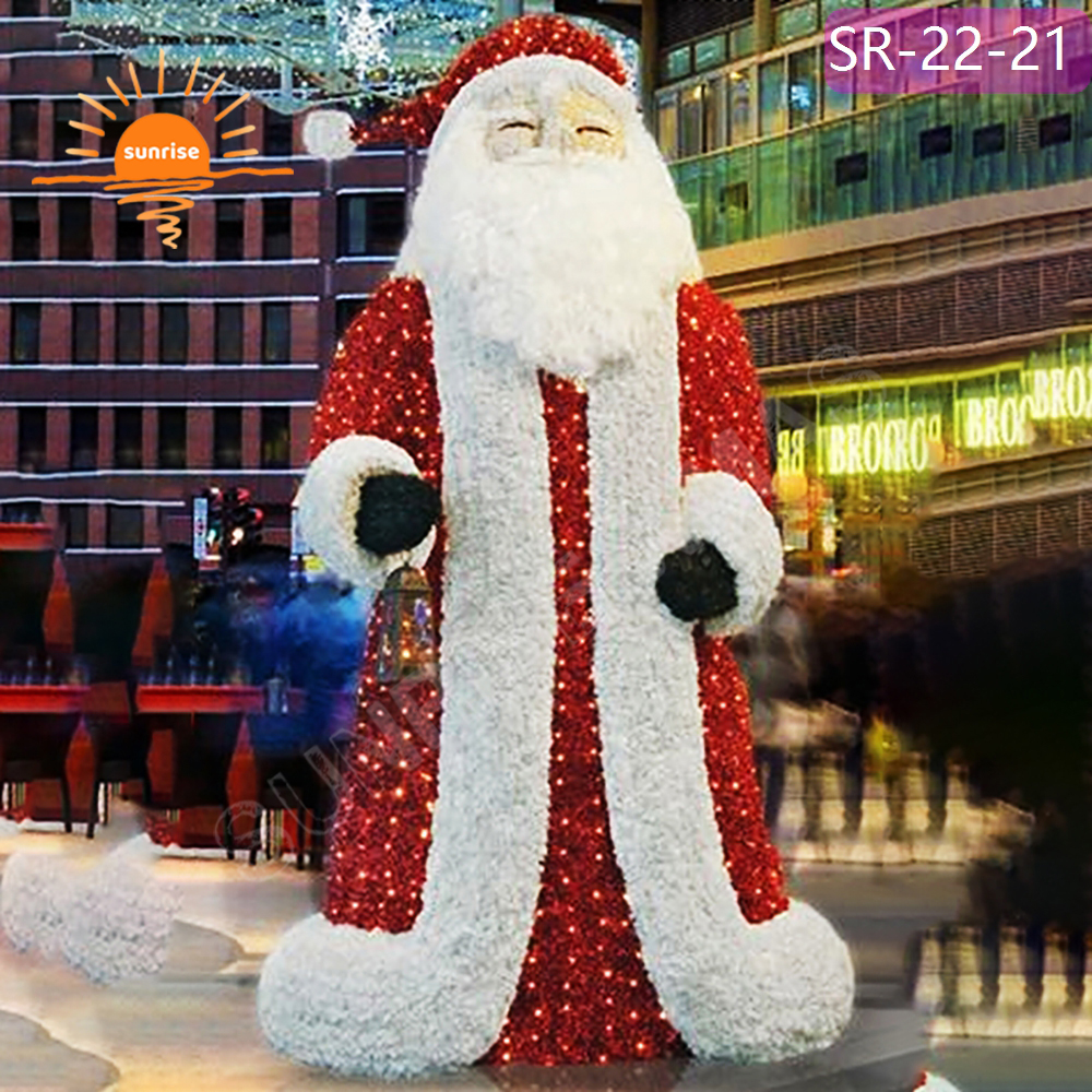 Custom Commercial Shopping Malls IP65 Outdoor Christmas Decoration LED motif RGB pixel Lights Santa Claus Theme Lights