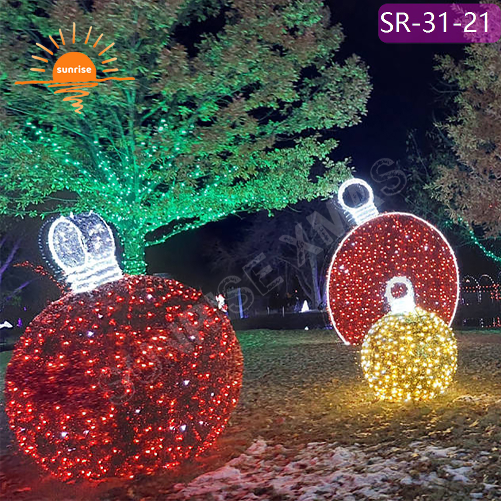 Large IP65 Christmas Ball motif 3d Giant Outdoor Decorative Festive Displays Waterproof IP65 bauble/ornament Theme light Park