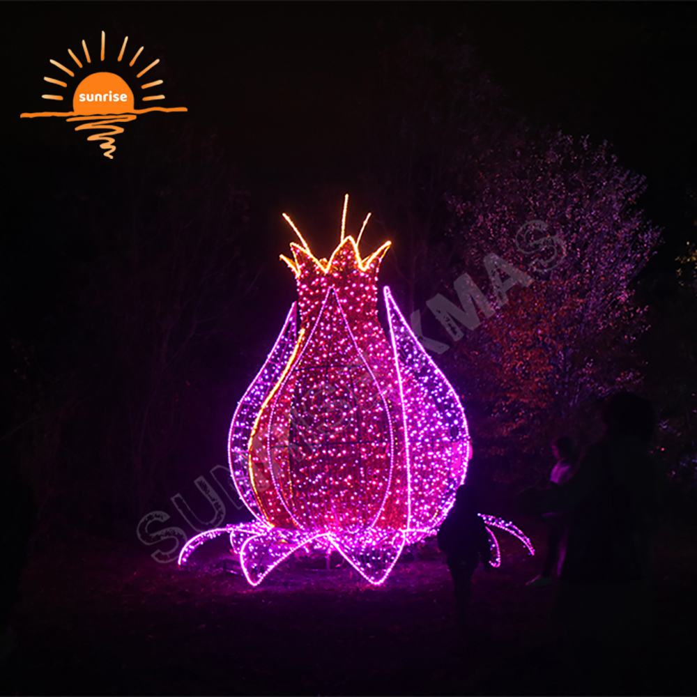 Christmas 3D Flowers Motif Lights Outdoor Landscape LED Swivel Seat and Mushrooms Light Show Decoration Holiday for Garden