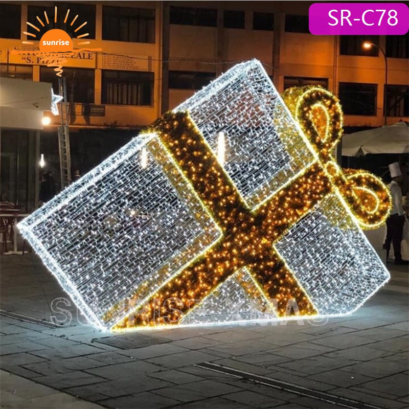 3m 5m Outdoor LED  Lighted Walk Through Large Gift Box Presents Large Christmas Props Decoration for Selfie Photoshoot