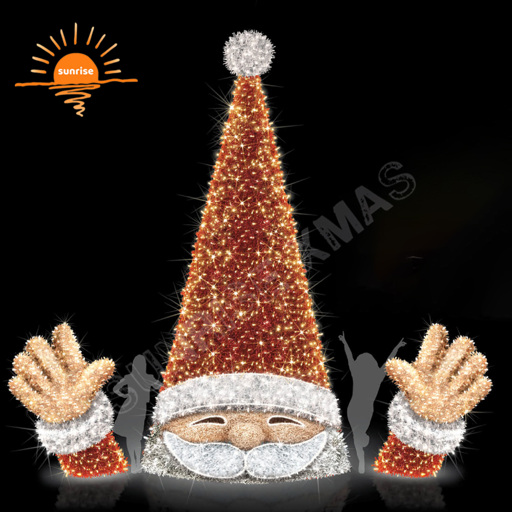IP65 Animated Merry Christmas Reindeer Hats Decoration Led Light Santa Claus Motif Tree Decoration Supplies for Playgrounds Mall