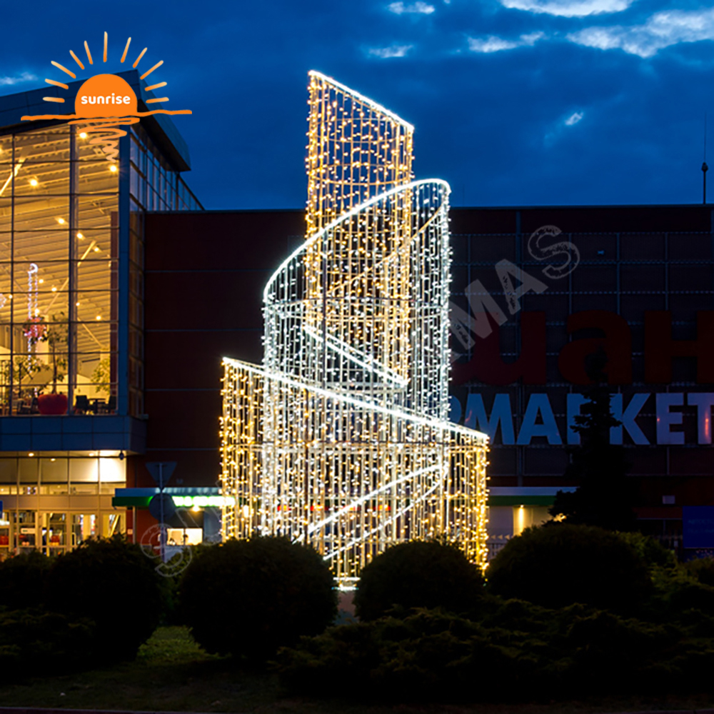 RGB IP65 Waterproof Christmas Large Fountain Landscape Decoration Xmas Large LED Motif Theme Park Light Show for Downtown Mall