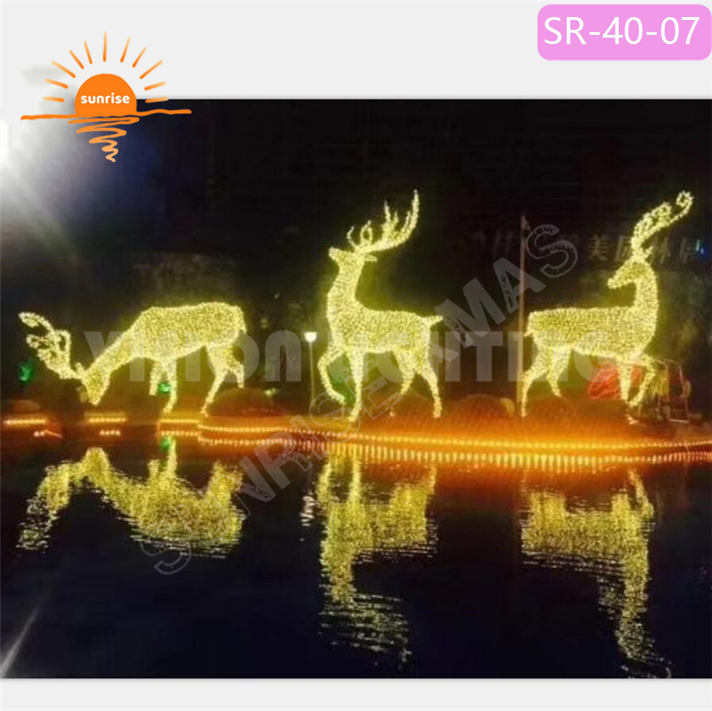 High Quality 3d Christmas Standing Reindeer Deer Light for Yard Decoration large LED outdoor motif light show