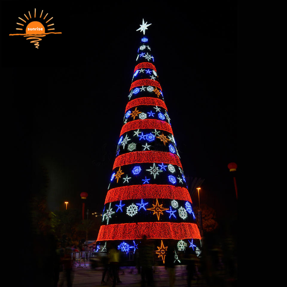 Programmable New Year Christmas Decoration Attractive Artificial 10m 20m 30m Giant PVC Illuminated Christmas Tree