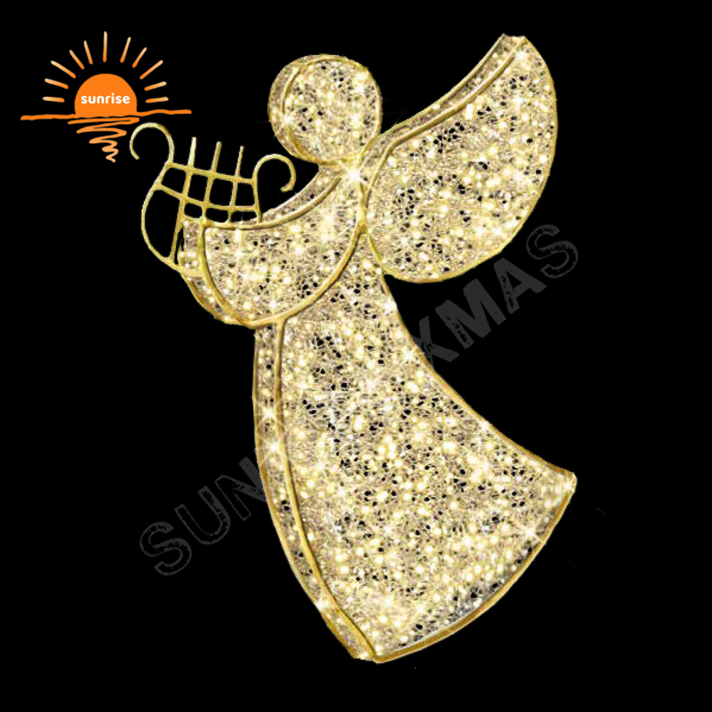 Customized Large-scale Outdoor Lighted Christmas Angel LED Lights Giant 2d Christmas Spherical Shopping Mall Lighting