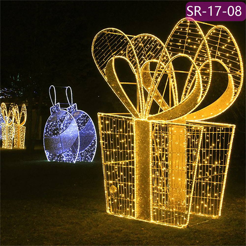 LED chair motif Lighted Gift Box for Shopping Mall Luminescence Commerical Outdoor Christmas Large Photo frame Decorative