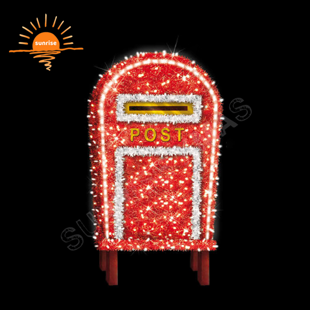 Xmas Mailbox Post for Christmas Shopping Center Outdoor Waterproof Ornament Alarm Clock Decoration Mailbox Motif Light