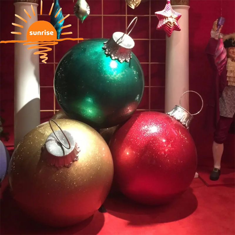 Customize Outdoor Fiberglass Christmas Decoration Large Ornament Ball Stack for Christmas Outdoor Indoor Holiday Display