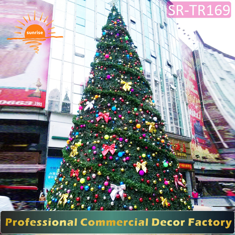 High-quality artificial large tree with ball bow LED Christmas Tree RGB Color Changing with Music Sync & Remote Control