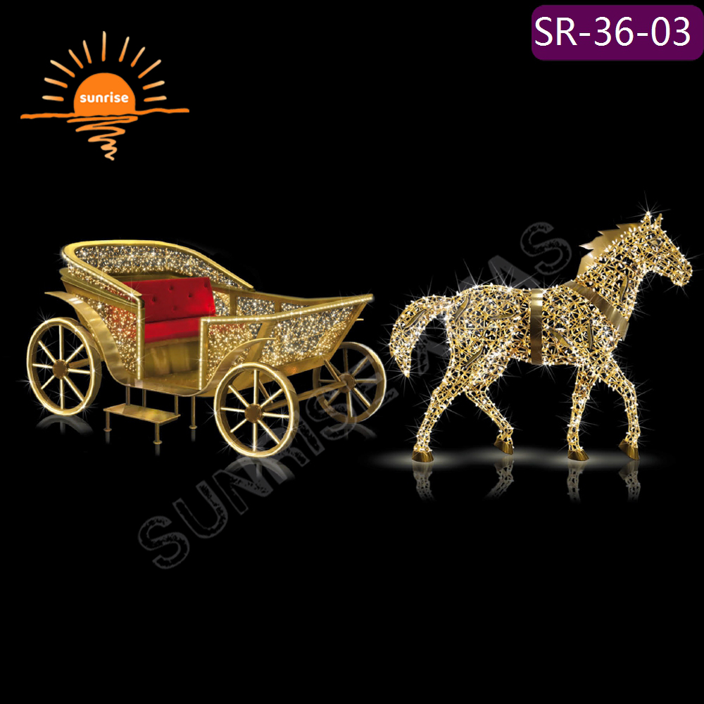 Design High-quality 3D Large Christmas Vehicle Holiday Giant LED Carriage Pattern Decorative theme motif Lights show for Mall