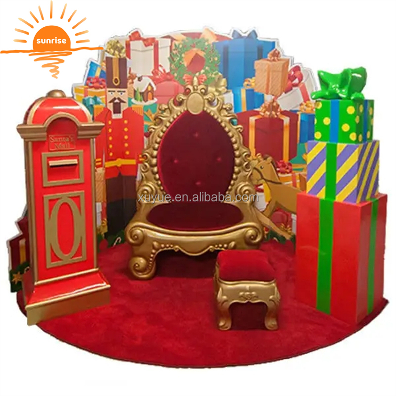 45cm Height Red and Gold Fiberglass Christmas Santa Stool