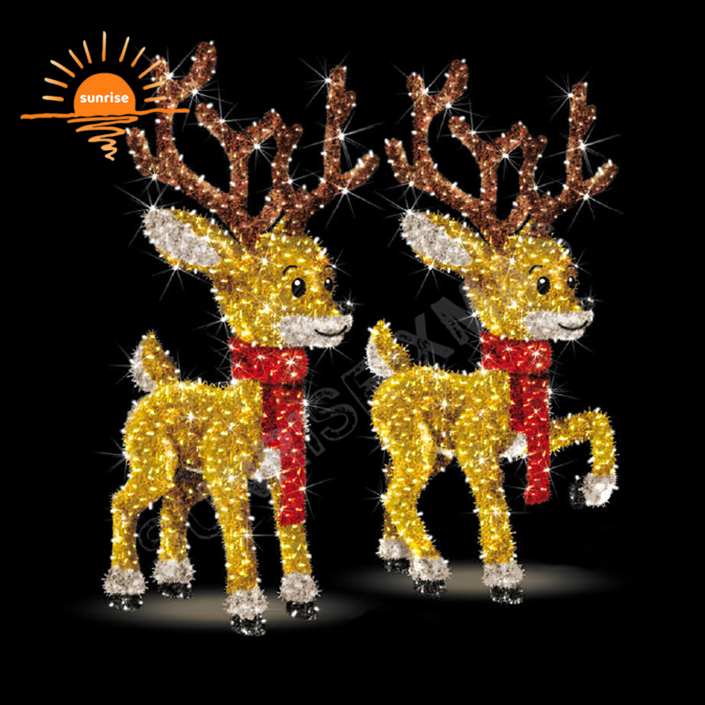 Outdoor Waterproof Christmas Decoration Supplies Large Led Reindeer Chair Xmas Santa