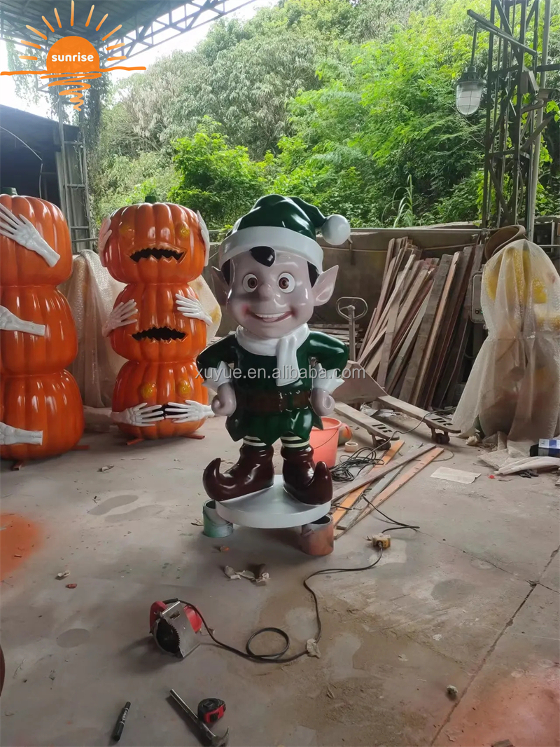 Fiberglass Christmas Decoration Elf Stunning Fiberglass Amusement Park Cartoon Decoration Elf Sculpture