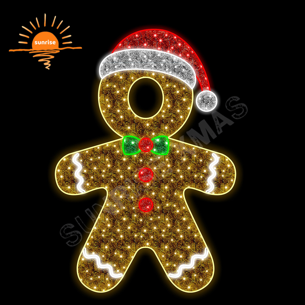 Gingerbread Man Design LED light outdoor waterproof snowman decoration Christmas festival photo shoot 2D selfie motif light show