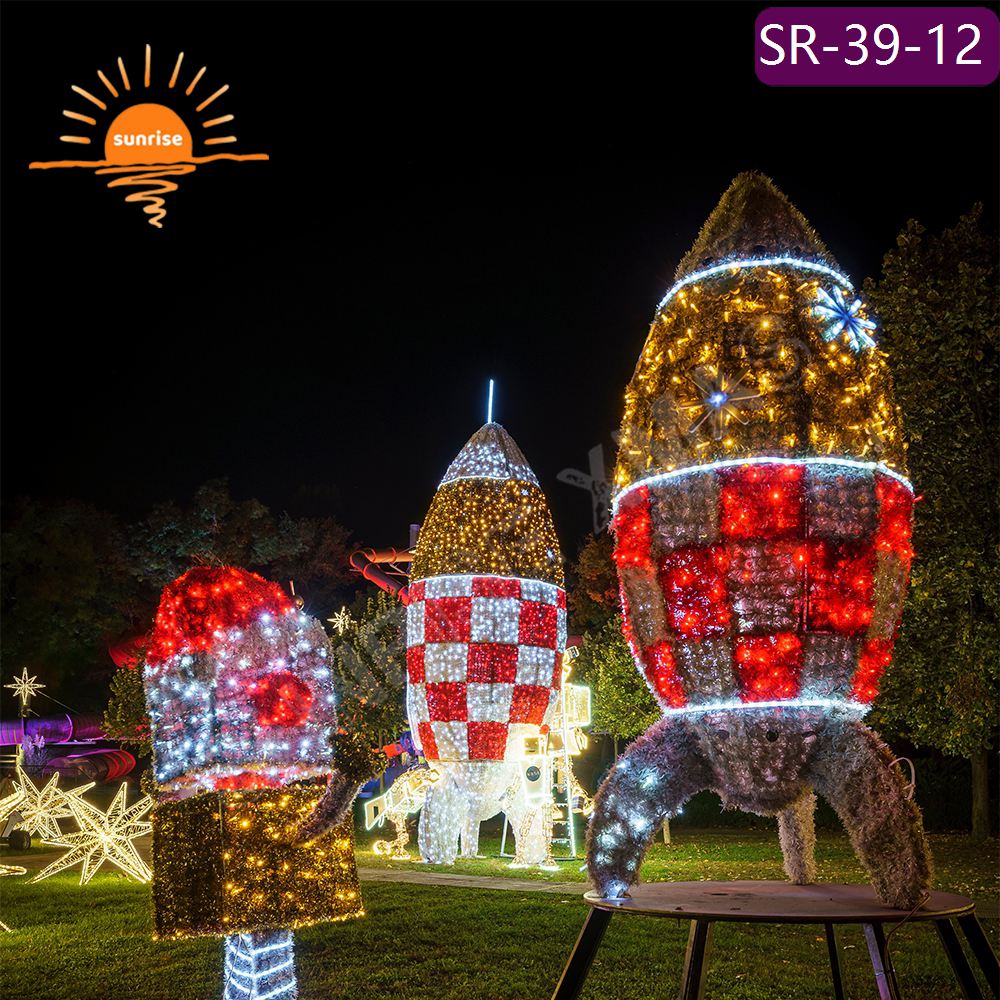 Large 3D LED Airplane Motif Light for Outdoor Christmas Holiday Light Display customizable design photo op helicopter decoration