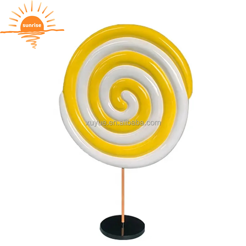 Handmade Lifesize Resin Lollipop Sculptures Large Colorful Fiberglass Candy Cane for Christmas Decoration