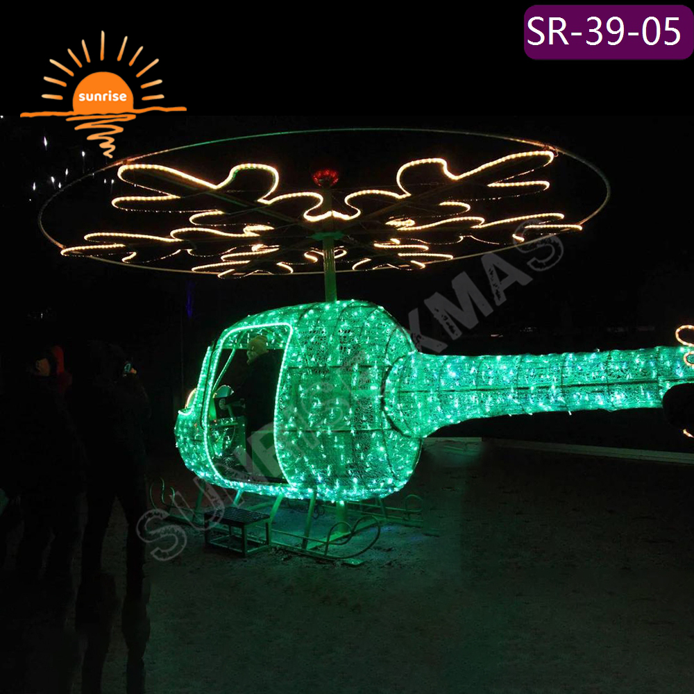 Xmas airplane led Light Emitting Diode decoration for Festive Displays Outdoor IP65 3D Christmas helicopter motif light show