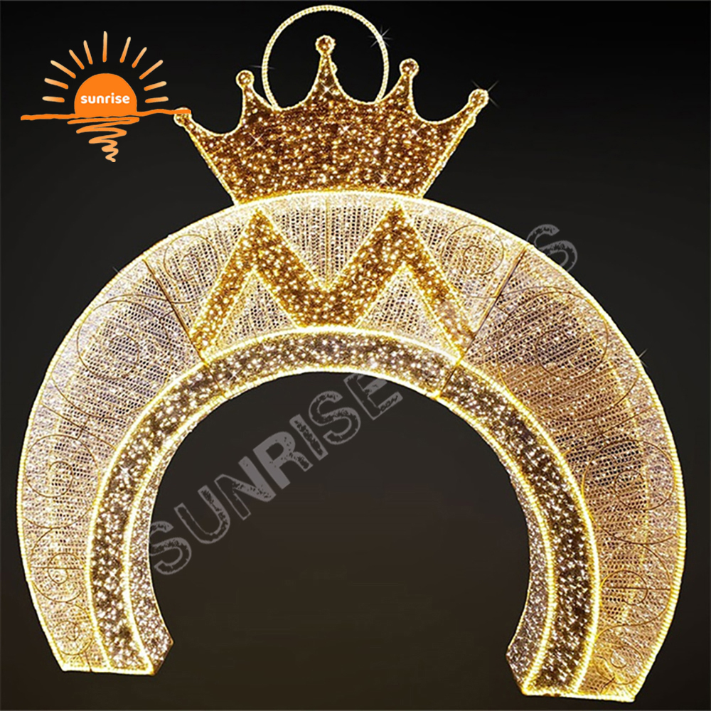 Park Large Christmas 3d Decorative Arch Pattern LED Light show High-quality Waterproof bauble/ornament tunnel Theme in stock