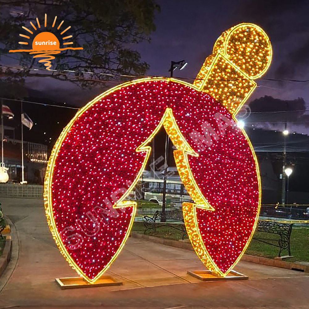 Custom design Outdoor Christmas bow arch decorative large walk through bauble/ornament LED light gift box decoration for mall