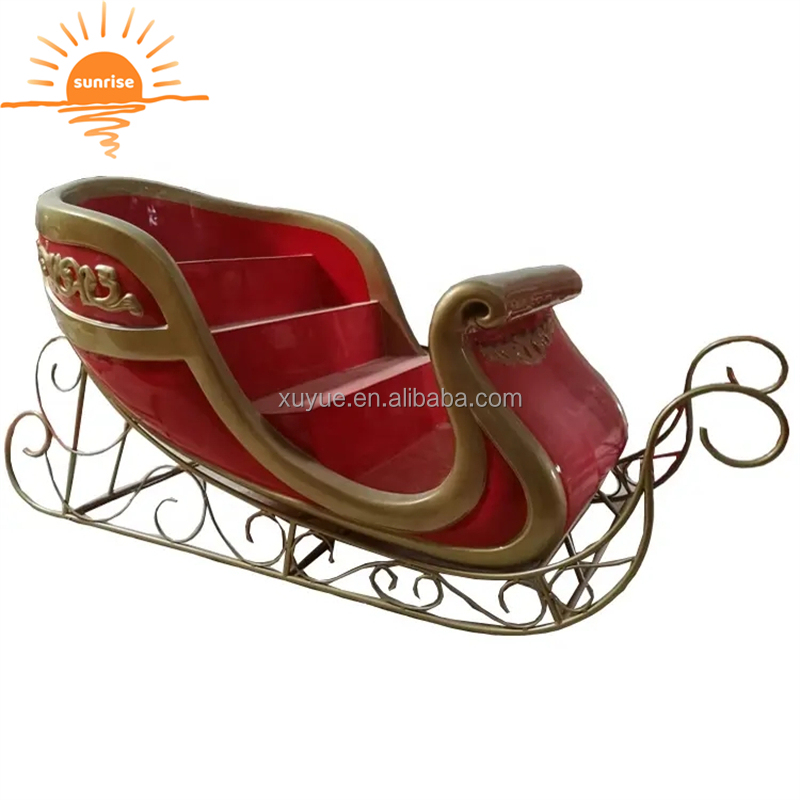 Fiberglass Christmas Decoration Large Christmas Santa Sleigh Jumbo Sled for Shopping Mall