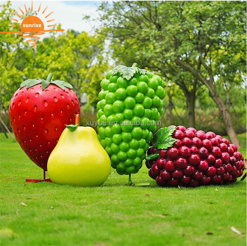 Artificial Vegetables Fruit Pumpkin Watermelon Strawberry Pineapple Sculpture Resin Outdoor Mall Fiberglass Decoration