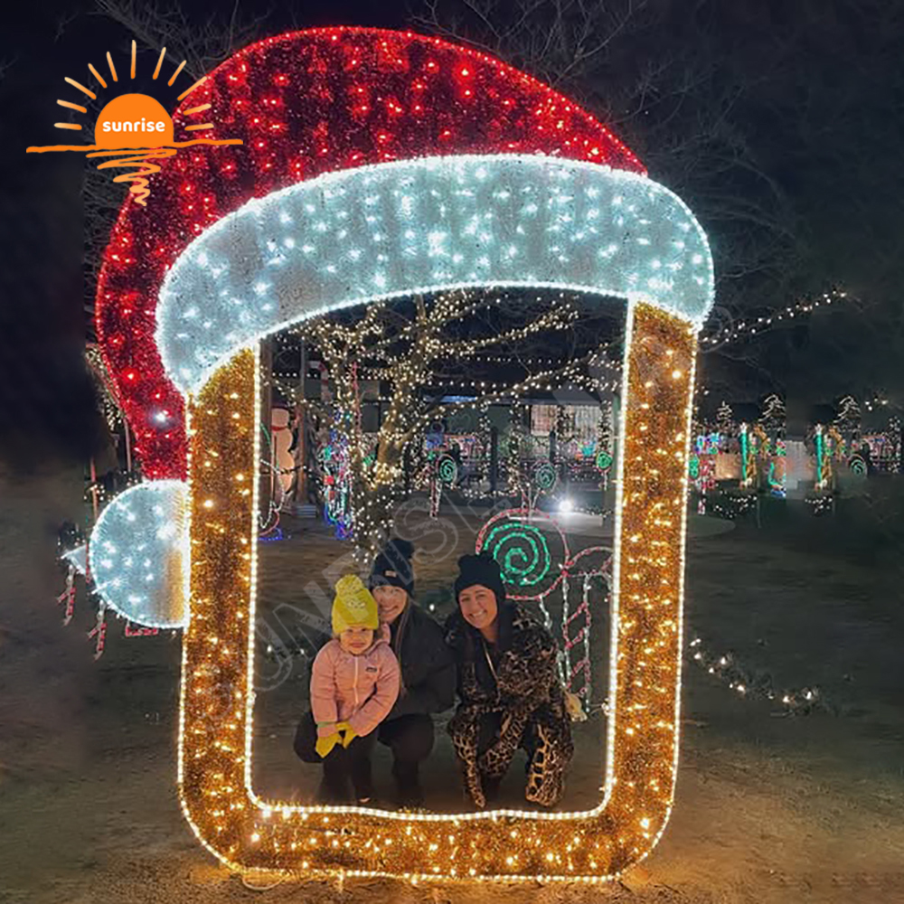 New Design Large LED Reindeer Motif Light Christmas Santa Claus Festival Selfie Station Decor Photo Ops Selfie Ops Decoration