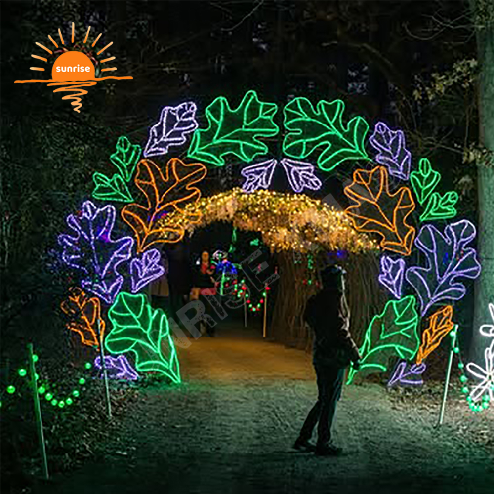 Xmas Animals and Plants Walk Through Arch Decoration Christmas 3D Flower Butterfly Motif Lights for Park Garden Photo Op
