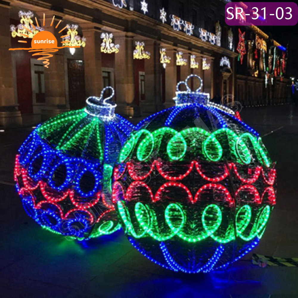 Street RGB LED Christmas bauble/ornament motif light show large walk through tunnel arch decoration for mall garden