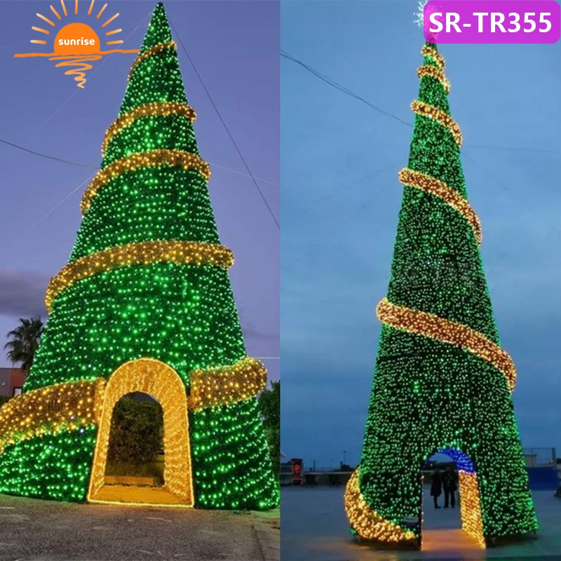 New Design 8 10 12 15 Meters Outdoor Giant Christmas Tree with Warm White LED Lights Included for City Park square Decoration