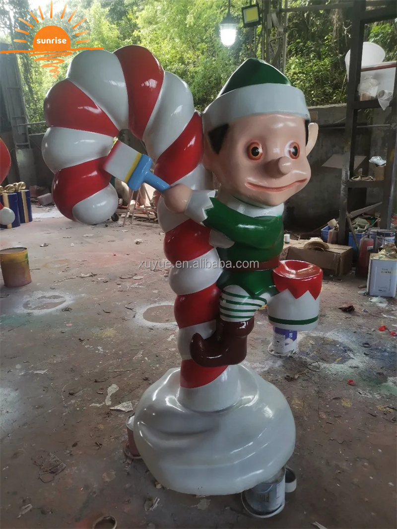 Fiberglass Christmas Decoration Elf Stunning Fiberglass Amusement Park Cartoon Decoration Elf Sculpture