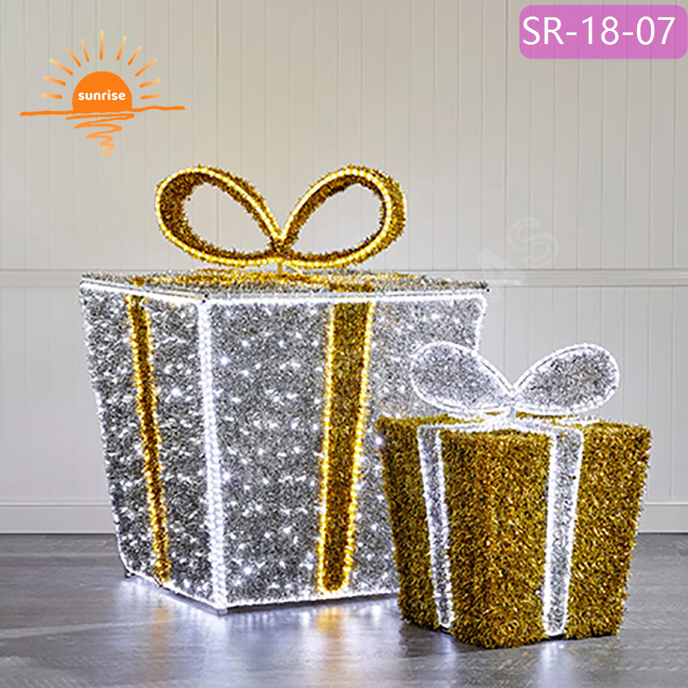 3D LED motif gift box presents decoration custom color mall park decoration props for light show