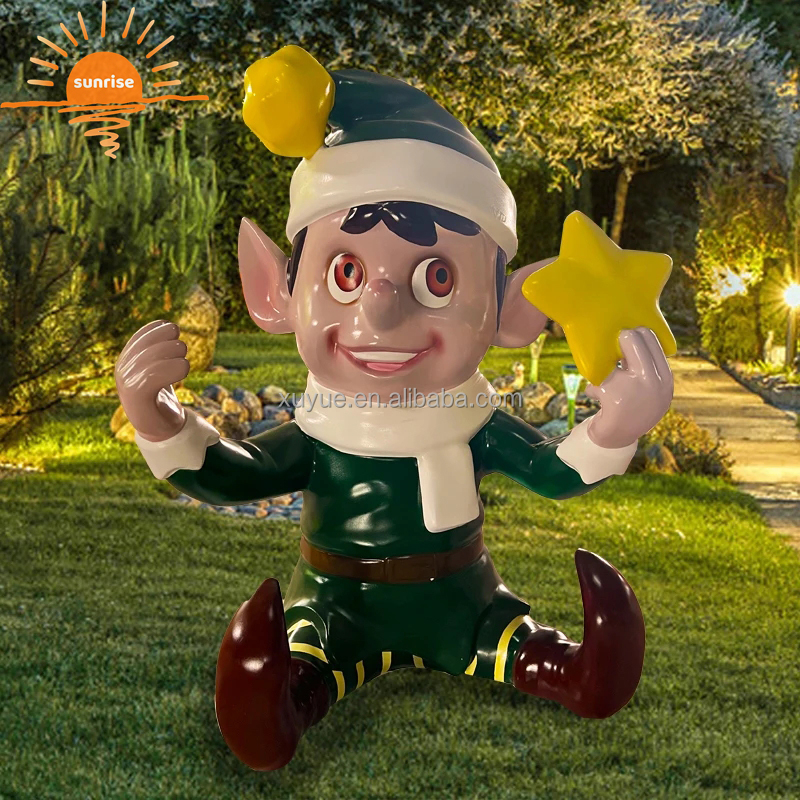 Fiberglass Christmas Decoration Elf Stunning Fiberglass Amusement Park Cartoon Decoration Elf Sculpture