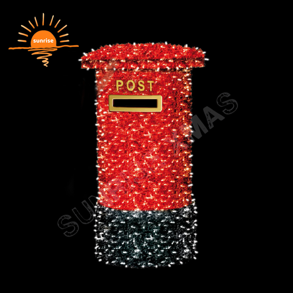 Xmas Mailbox Post for Christmas Shopping Center Outdoor Waterproof Ornament Alarm Clock Decoration Mailbox Motif Light