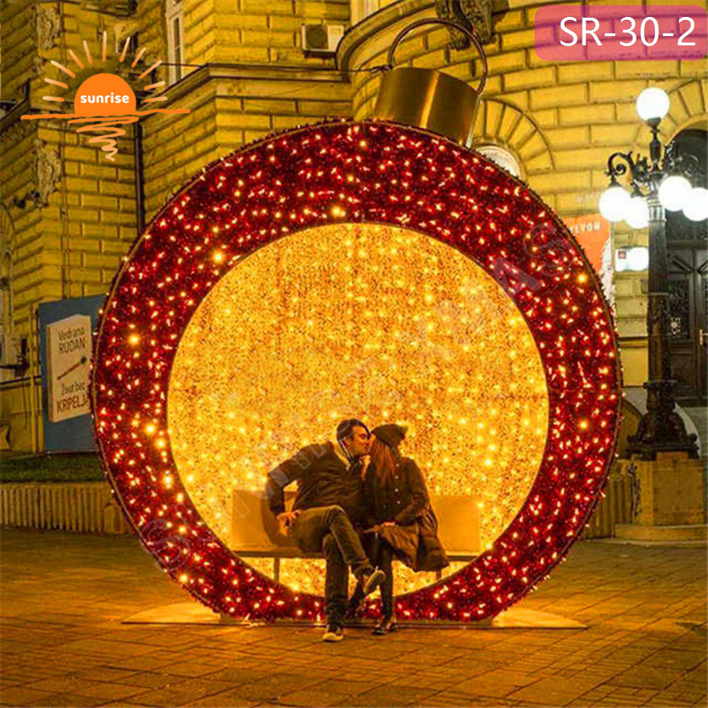 1.5m 5ft 3D Large Giant LED Christmas bauble/ornament walk through tunnel arch Seat Outdoor motif chair Decoration RGB Light