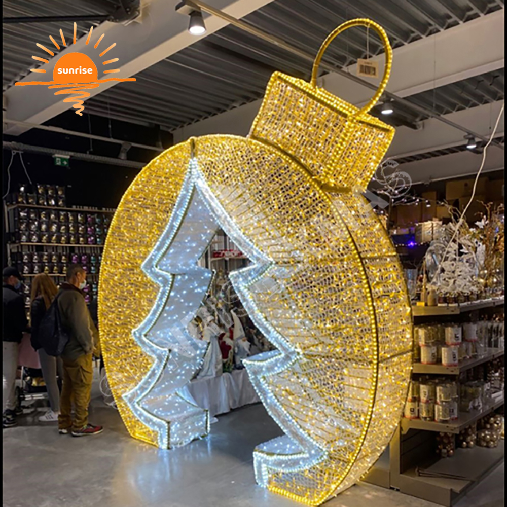 arch pattern LED light show waterproof IP65 park large Christmas bauble/ornament light 3d giant outdoor tree decorative motif