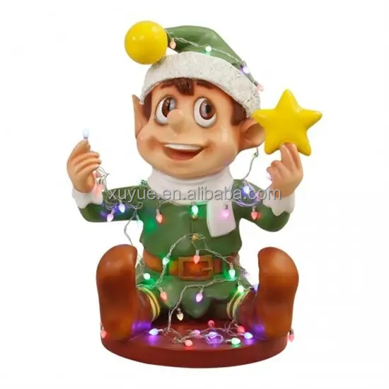 Fiberglass Christmas Decoration Elf Stunning Fiberglass Amusement Park Cartoon Decoration Elf Sculpture