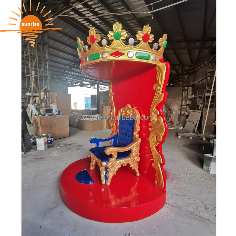 Customized Life Size Resin Sculpture Decorations Fiberglass Santa King Royal Chairs Christmas Santa Throne