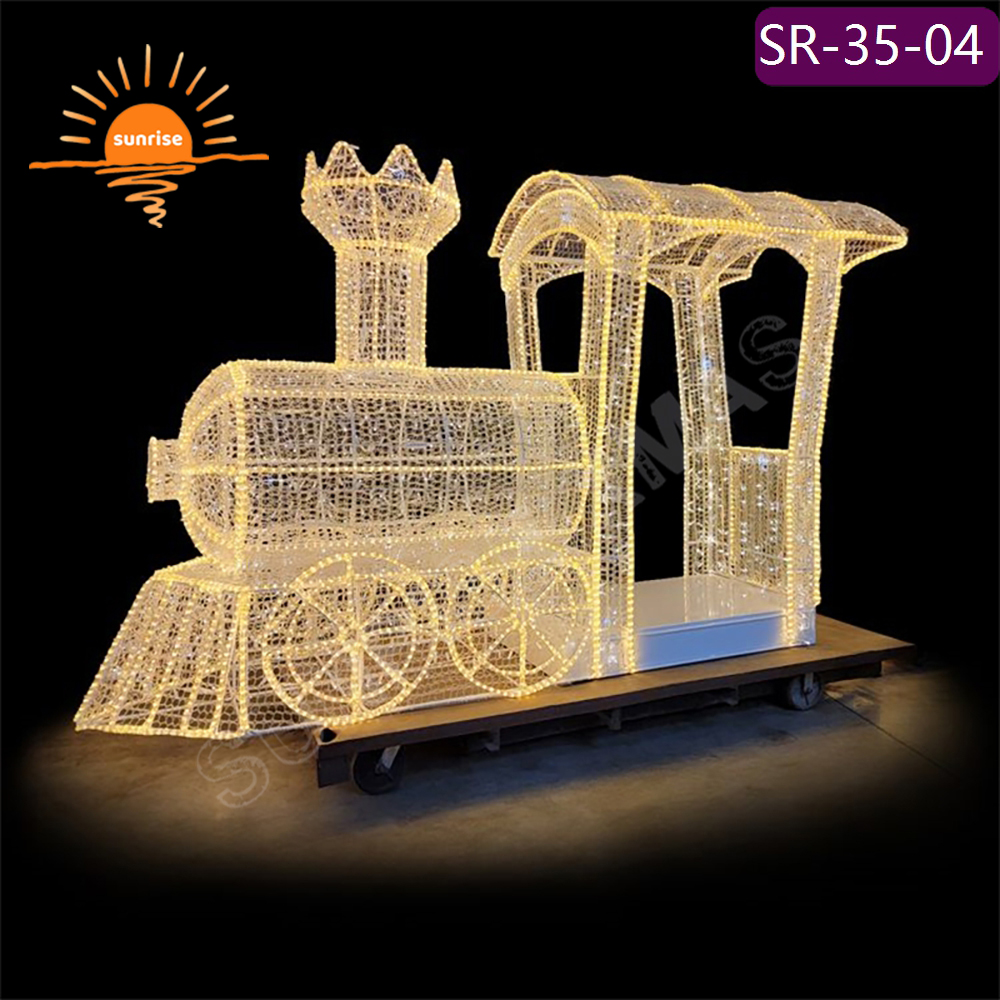 3D giant Luminescence motif decoration LED custom train Vehicle Light holiday season mall park decoration props