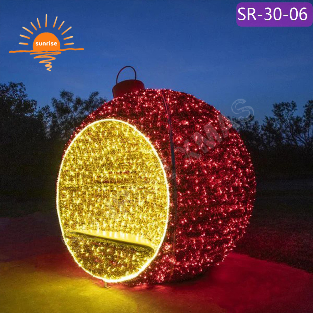 RGB Large Christmas Ball Chair Light LED xmas walk through tunnel bauble/ornament arch for garden park in stock