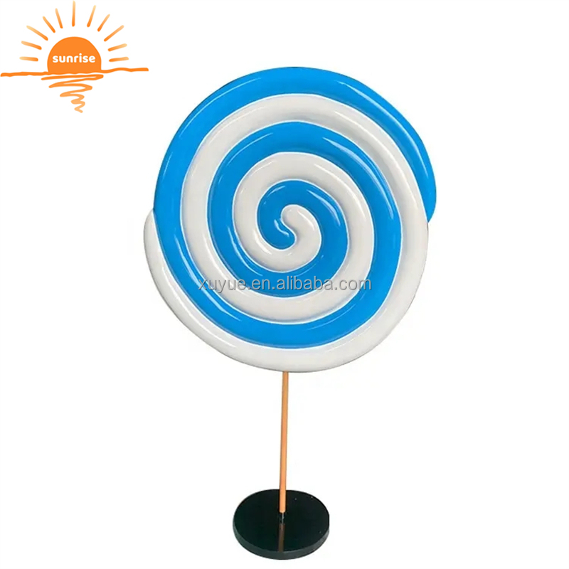 Handmade Lifesize Resin Lollipop Sculptures Large Colorful Fiberglass Candy Cane for Christmas Decoration